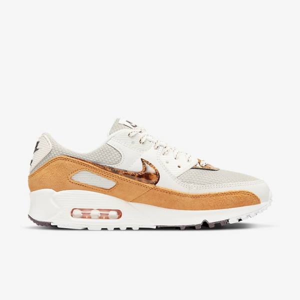 Women\'s Nike Air Max 90 Trainers Brown / Light Beige / Yellow | NK625BKN