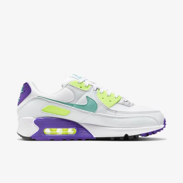 Women's Nike Air Max 90 Trainers White / Platinum / Turquoise | NK670ABH