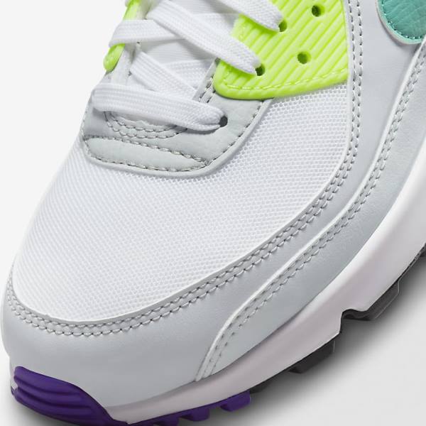 Women's Nike Air Max 90 Trainers White / Platinum / Turquoise | NK670ABH