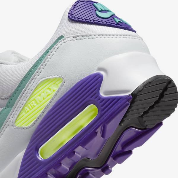 Women's Nike Air Max 90 Trainers White / Platinum / Turquoise | NK670ABH