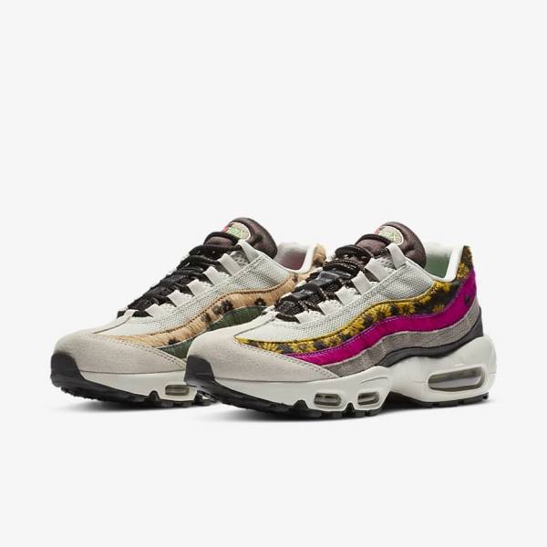 Women's Nike Air Max 95 Premium Trainers Light Beige / Brown / Olive Grey / White | NK265OUG