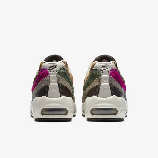 Women's Nike Air Max 95 Premium Trainers Light Beige / Brown / Olive Grey / White | NK265OUG