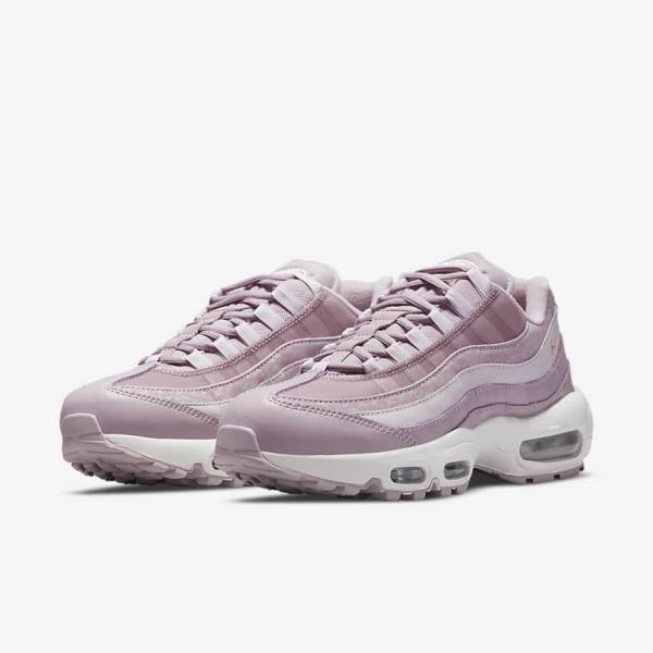 Women's Nike Air Max 95 Trainers Purple / White / Metal Silver | NK419MZE