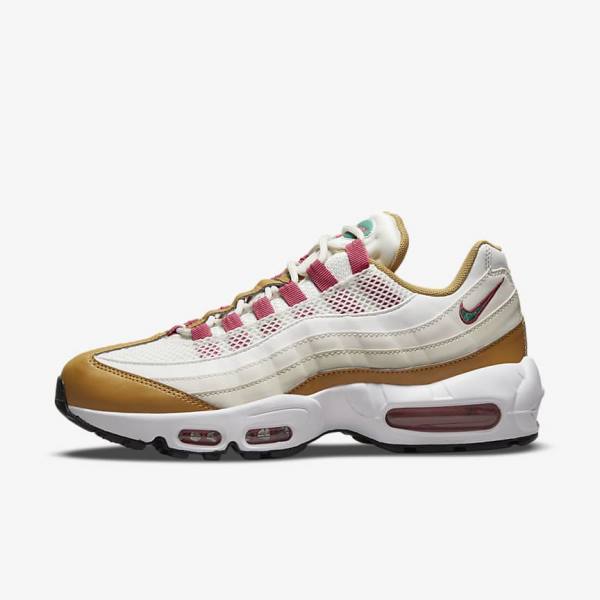 Women\'s Nike Air Max 95 Trainers White / Brown / Green | NK690TNX