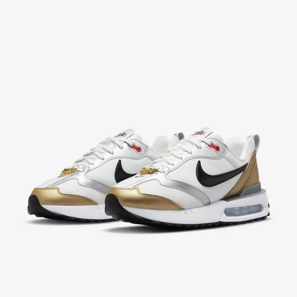 Women's Nike Air Max Dawn SE Trainers White / Metal Gold / Silver / Black | NK082UPV