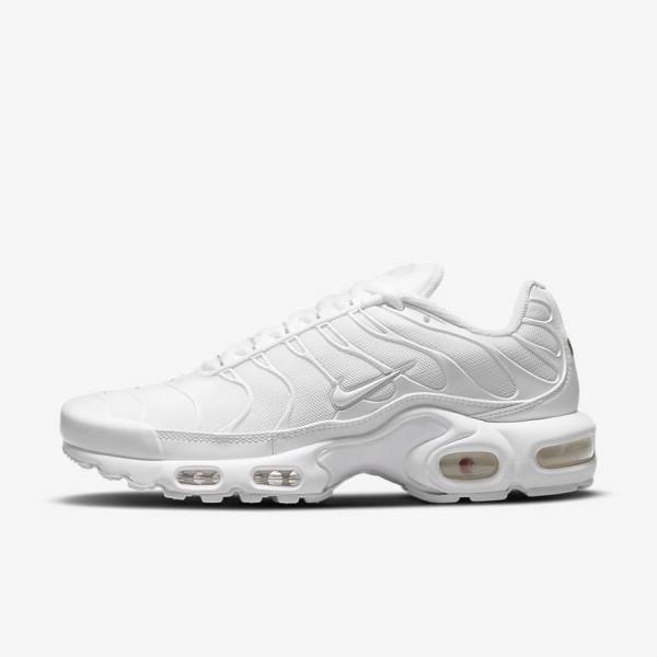 Women\'s Nike Air Max Plus Trainers White / Platinum / White | NK592PCT