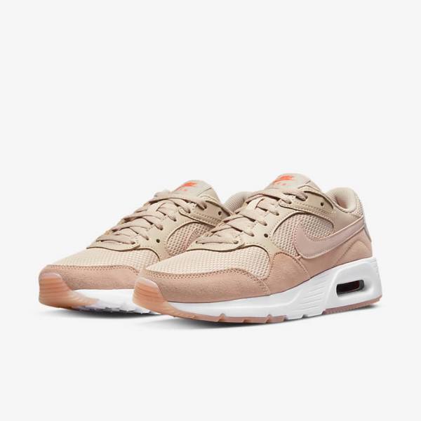 Women's Nike Air Max SC Trainers Khaki Grey / Rose / White / Pink | NK628QNF