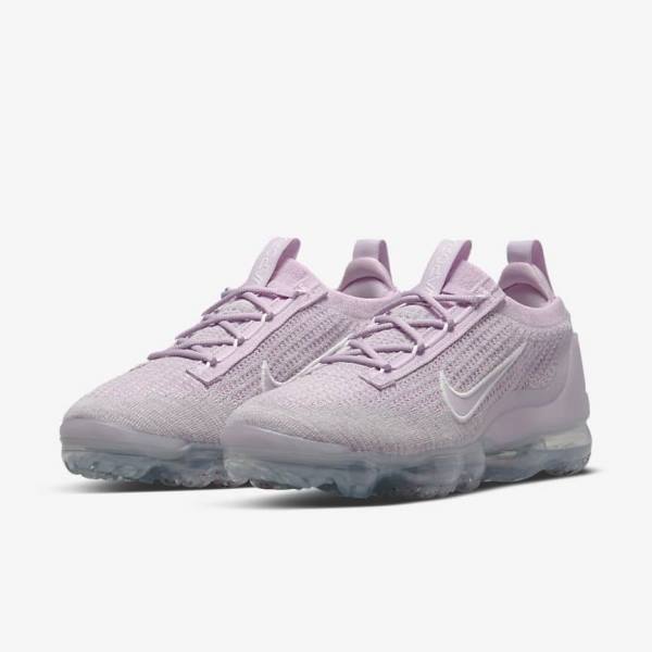 Women's Nike Air VaporMax 2021 FK Trainers Light Pink / White / Metal Silver / Purple | NK014DIZ