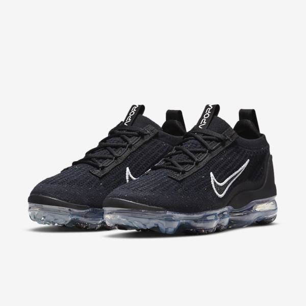 Women's Nike Air VaporMax 2021 FK Trainers Black / Metal Silver / White | NK289PAN