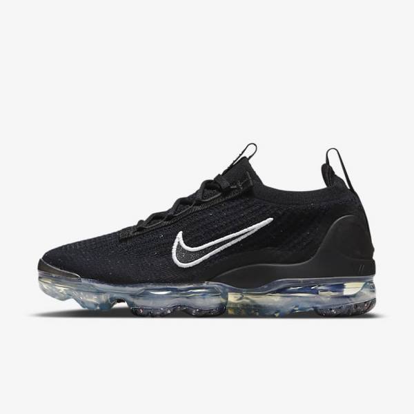 Women\'s Nike Air VaporMax 2021 FK Trainers Black / Metal Silver / White | NK289PAN