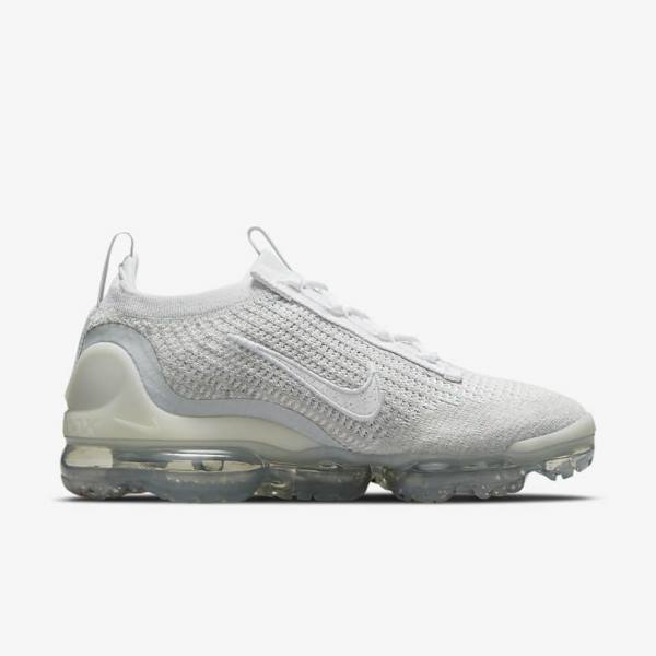 Women's Nike Air VaporMax 2021 FK Trainers White / Platinum / Metal Silver / White | NK294UBC