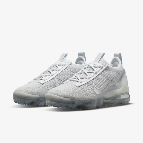 Women's Nike Air VaporMax 2021 FK Trainers White / Platinum / Metal Silver / White | NK294UBC