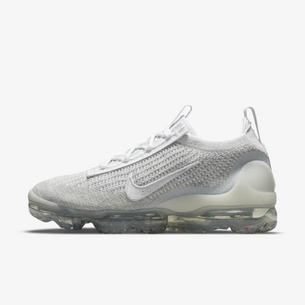 Women\'s Nike Air VaporMax 2021 FK Trainers White / Platinum / Metal Silver / White | NK294UBC