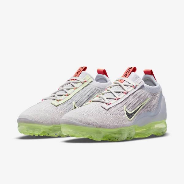 Women's Nike Air VaporMax 2021 FK Trainers Light Beige / Light Green / Black | NK405DOV