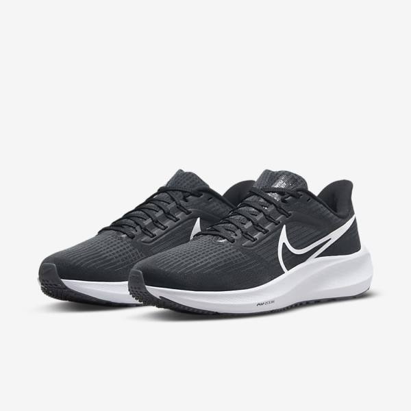 Women's Nike Air Zoom Pegasus 39 Road Running Shoes Black / Dark Grey / White | NK748AMP