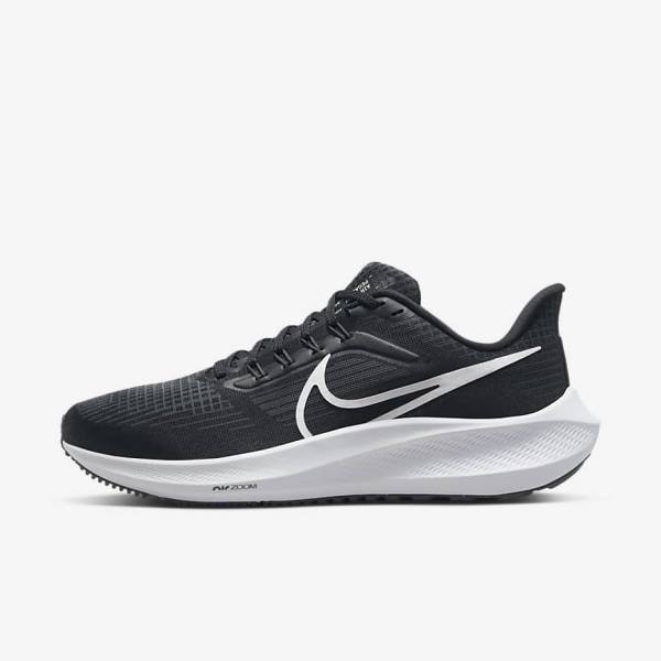 Women\'s Nike Air Zoom Pegasus 39 Road Running Shoes Black / Dark Grey / White | NK748AMP