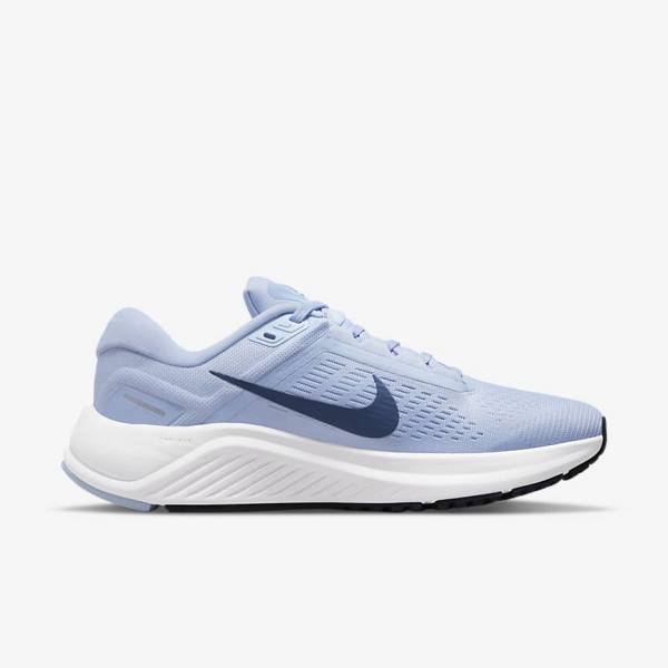 Women's Nike Air Zoom Structure 24 Road Running Shoes Light Blue / White / Navy / Navy | NK751IWZ