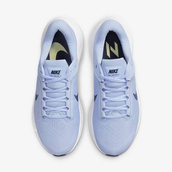 Women's Nike Air Zoom Structure 24 Road Running Shoes Light Blue / White / Navy / Navy | NK751IWZ