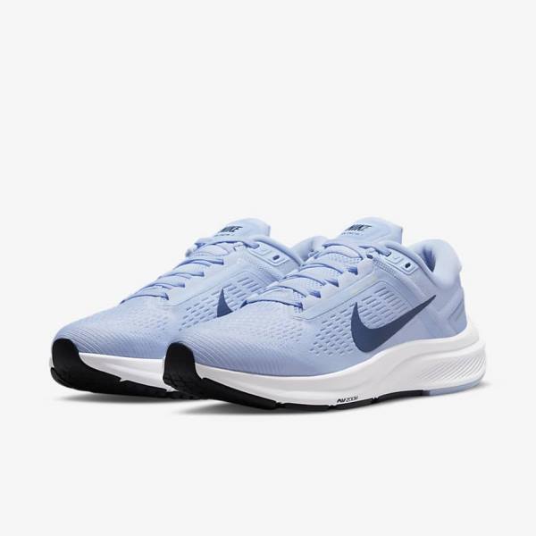 Women's Nike Air Zoom Structure 24 Road Running Shoes Light Blue / White / Navy / Navy | NK751IWZ