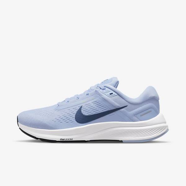 Women\'s Nike Air Zoom Structure 24 Road Running Shoes Light Blue / White / Navy / Navy | NK751IWZ