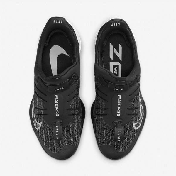 Women's Nike Air Zoom Tempo NEXT% FlyEase Easy On-Off Road Running Shoes Black / White | NK934FYJ