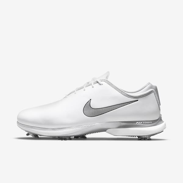 Women\'s Nike Air Zoom Victory Tour 2 Golf Shoes White / Metal Platinum / Black | NK782PTC