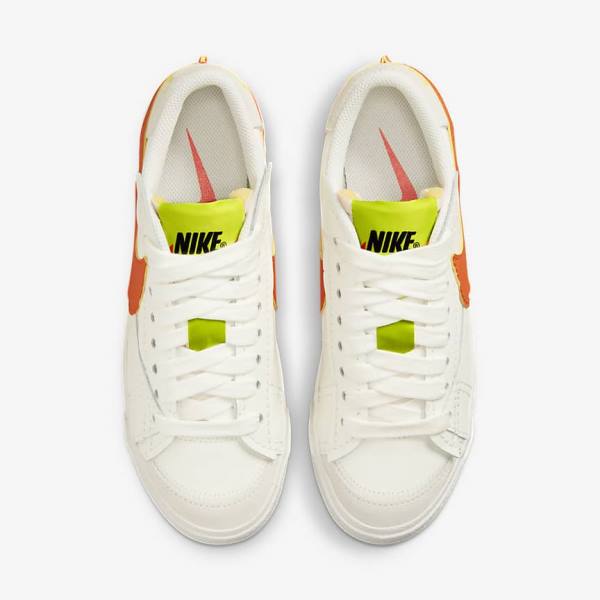 Women's Nike Blazer Low 77 Jumbo Trainers Green / Orange | NK385BCD