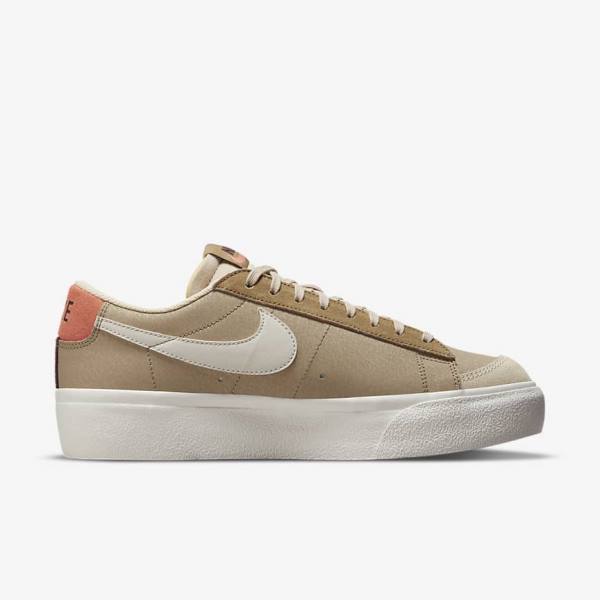 Women's Nike Blazer Low Platform SP Trainers Khaki / Light Beige | NK641MSV