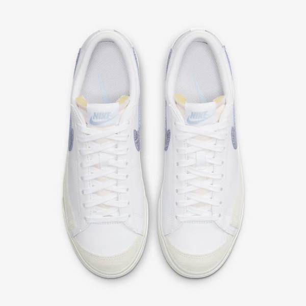 Women's Nike Blazer Low Platform Trainers White / Light Blue | NK167LBH