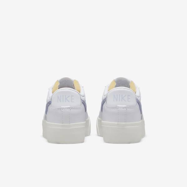 Women's Nike Blazer Low Platform Trainers White / Light Blue | NK167LBH