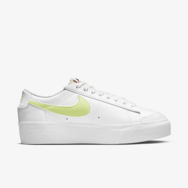 Women's Nike Blazer Low Platform Trainers White / Black / Light Lemon | NK318HAY