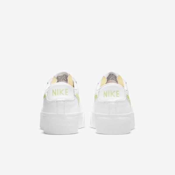 Women's Nike Blazer Low Platform Trainers White / Black / Light Lemon | NK318HAY