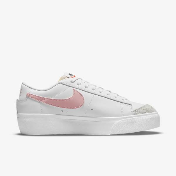 Women's Nike Blazer Low Platform Trainers White / Black / Pink | NK489NYO