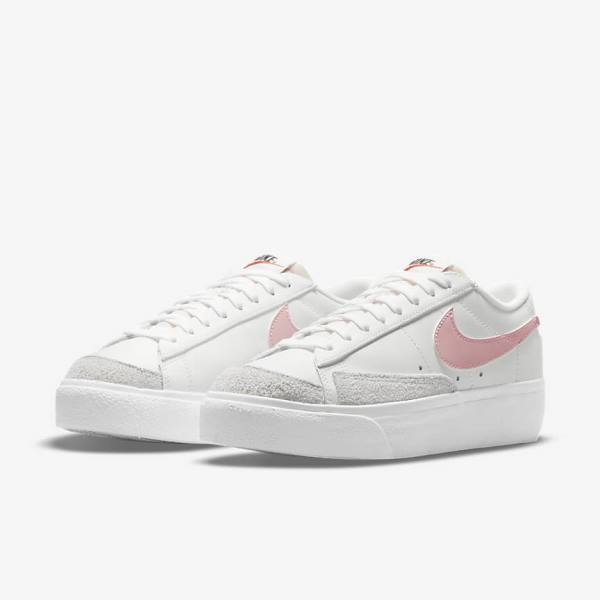 Women's Nike Blazer Low Platform Trainers White / Black / Pink | NK489NYO