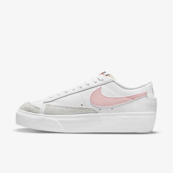 Women\'s Nike Blazer Low Platform Trainers White / Black / Pink | NK489NYO