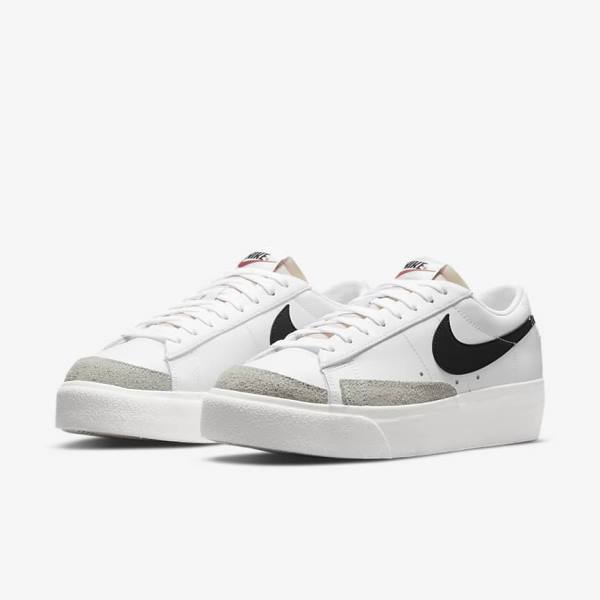 Women's Nike Blazer Low Platform Trainers White | NK892RXE