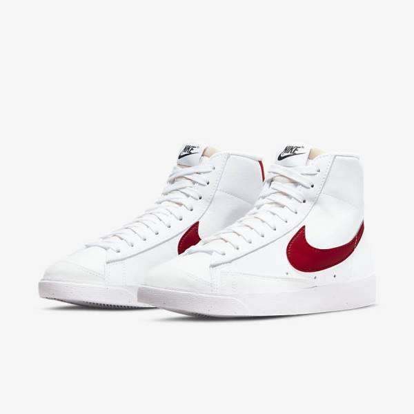 Women's Nike Blazer Mid 77 Next Nature Trainers White / Black / Red | NK607ABQ