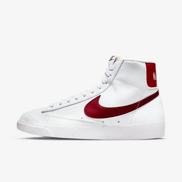 Women\'s Nike Blazer Mid 77 Next Nature Trainers White / Black / Red | NK607ABQ