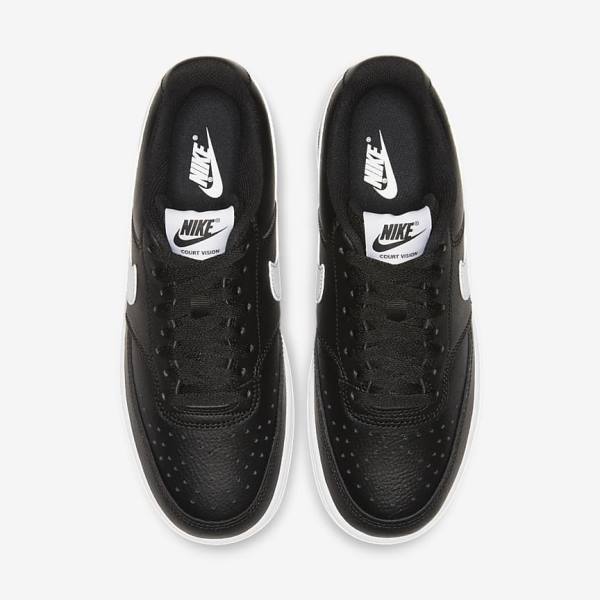 Women's Nike Court Vision Low Trainers Black / White | NK689DGF