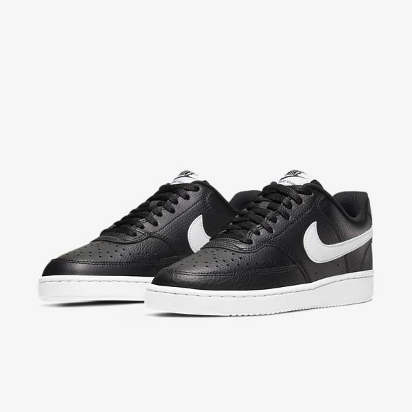 Women's Nike Court Vision Low Trainers Black / White | NK689DGF