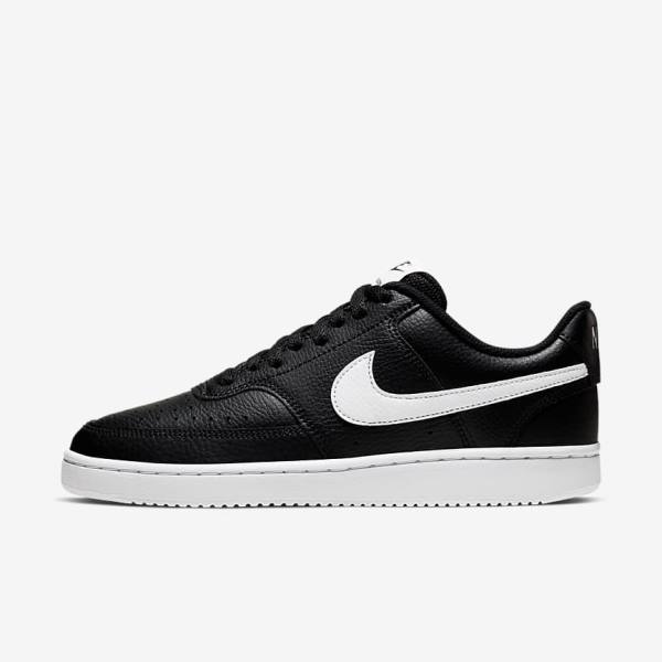 Women\'s Nike Court Vision Low Trainers Black / White | NK689DGF