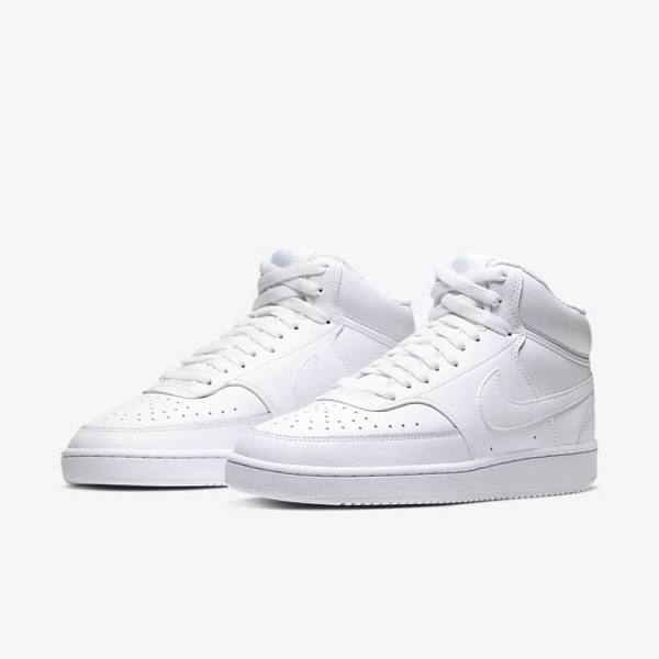 Women's Nike Court Vision Mid Trainers White | NK287MJT