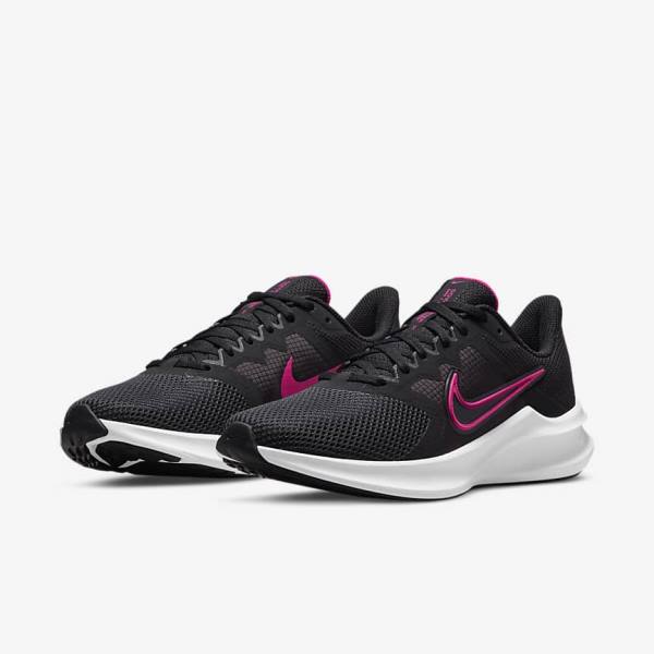 Women's Nike Downshifter 11 Road Running Shoes Black / Dark Grey / White | NK346ARK