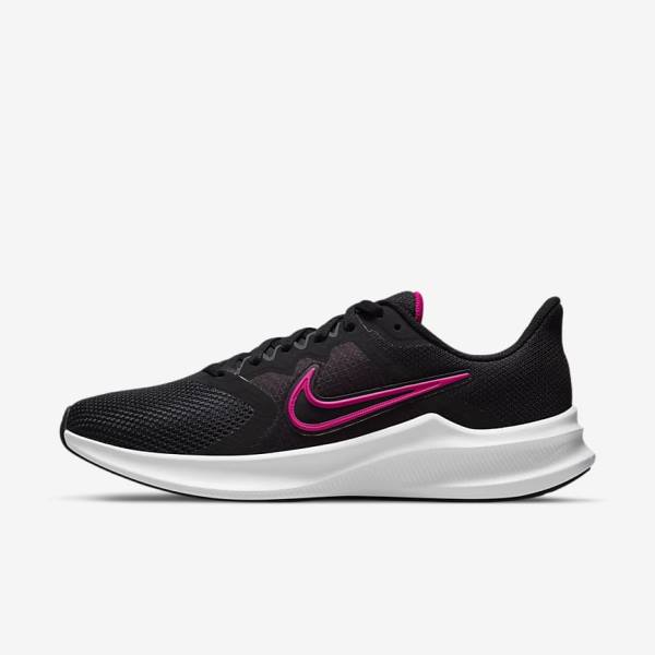 Women\'s Nike Downshifter 11 Road Running Shoes Black / Dark Grey / White | NK346ARK