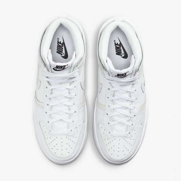 Women's Nike Dunk High Up Trainers White / Black / White | NK478BGO