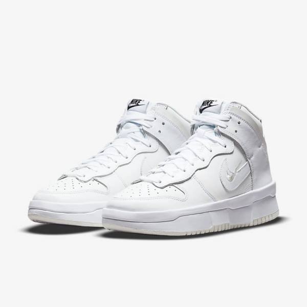 Women's Nike Dunk High Up Trainers White / Black / White | NK478BGO