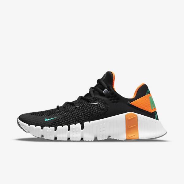 Women\'s Nike Free Metcon 4 Training Shoes Black / Orange / White / Turquoise | NK816ITF