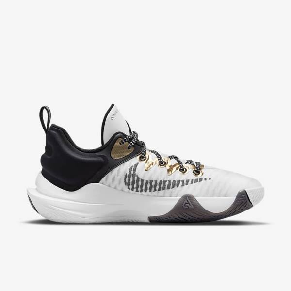 Women's Nike Giannis Immortality Basketball Shoes White / Black / Metal Gold | NK427MYQ