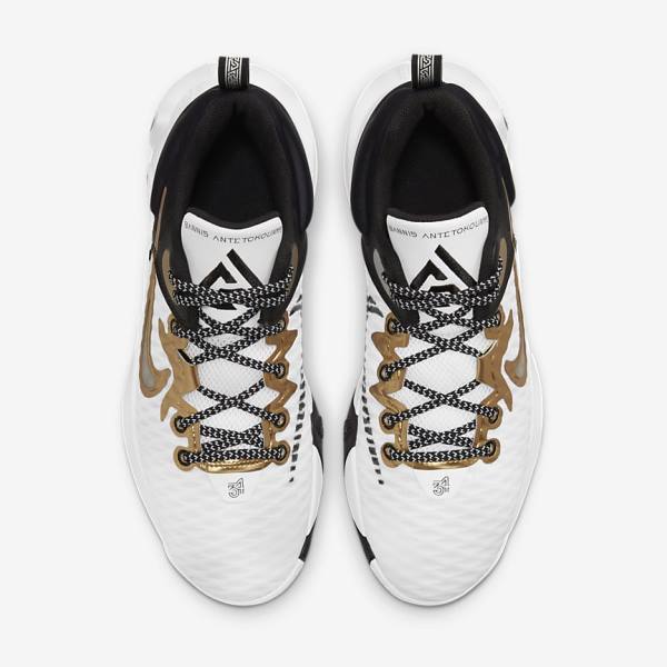 Women's Nike Giannis Immortality Basketball Shoes White / Black / Metal Gold | NK427MYQ