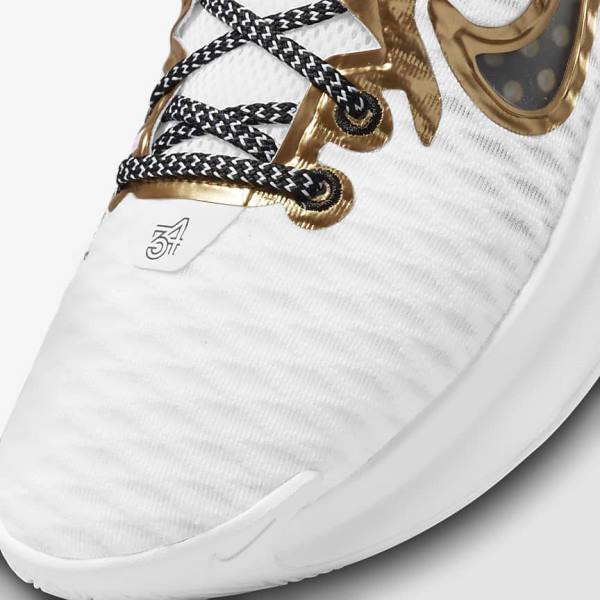 Women's Nike Giannis Immortality Basketball Shoes White / Black / Metal Gold | NK427MYQ